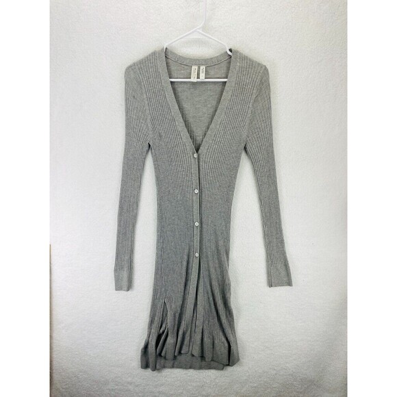 Anthropologie Meadow Rue Cali Cardigan Women’s Size S Gray Ribbed Button Duster - Picture 1 of 8